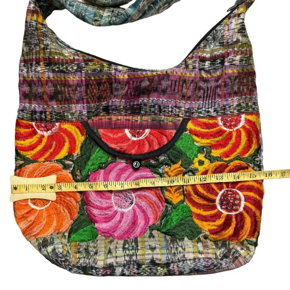 Women's Hobo Bohemian Floral Embroidered Shoulder Bag Crossbody Purse Pocketbook